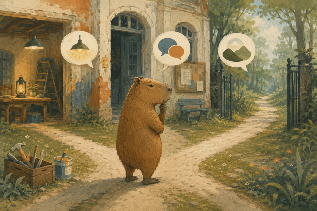 Restare parlare uscire: un capibara valuta le tre opzioni di Hirschman