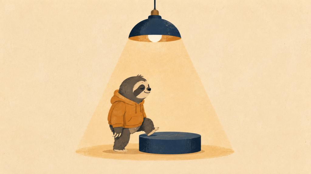 trovare tempo per allenarsi: micro-azione illustrata nello stile LazyFitness.