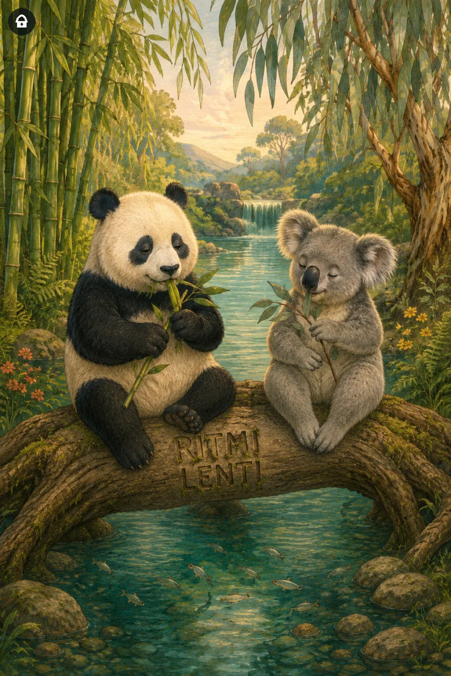 Lazy Paint: Panda e koala si rilassano seguendo i propri ritmi lenti.