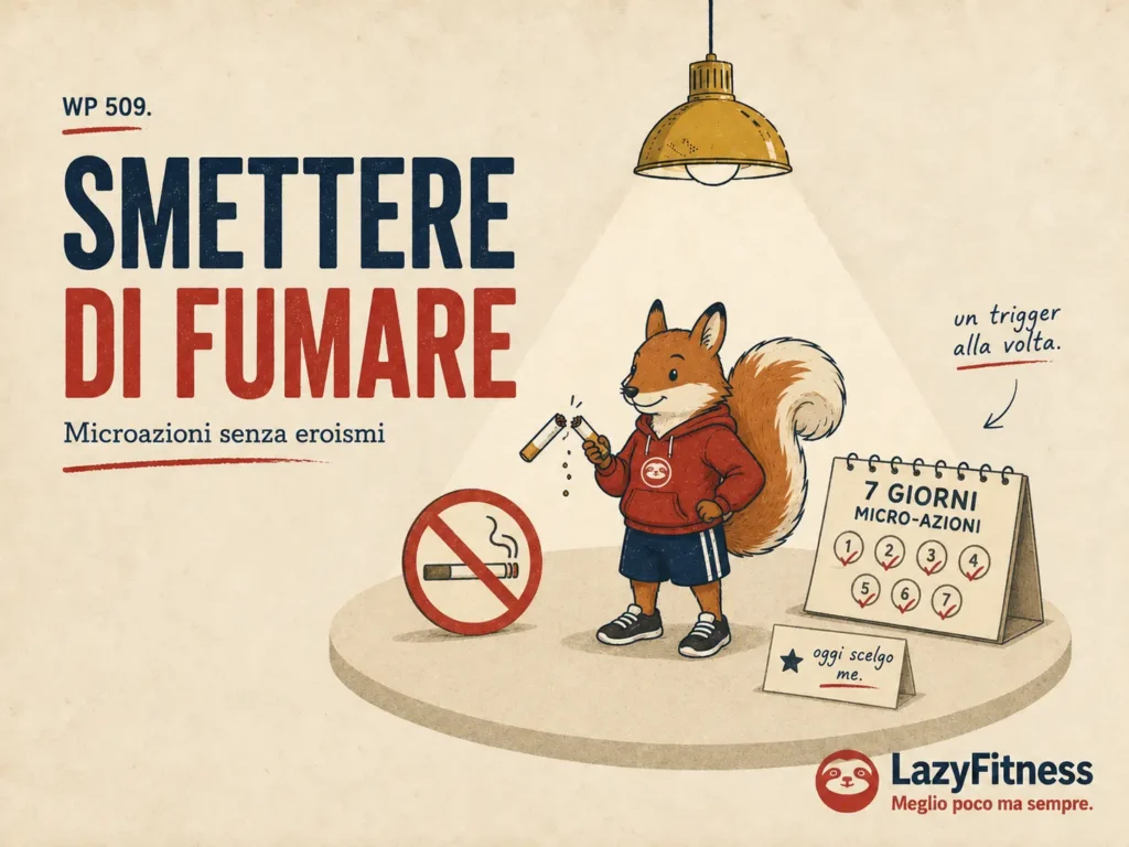 Scoiattolo LazyFitness con piano di sette giorni per smettere di fumare