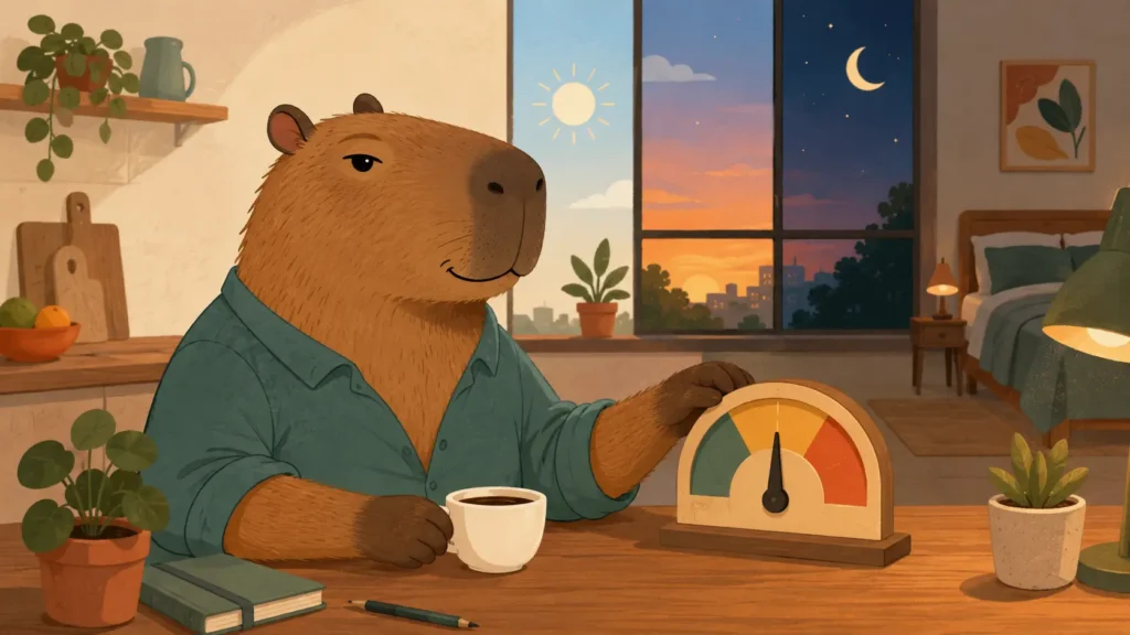 Quanta caffeina al giorno: il capibara Lazy bilancia dose, energia e sonno