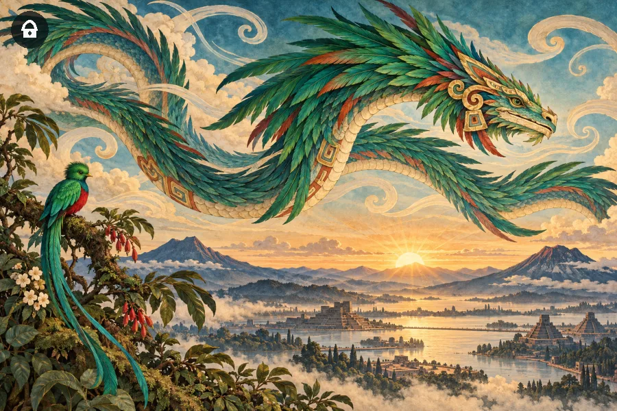 Anteprima Quetzalc&oacute;atl: il serpente piumato