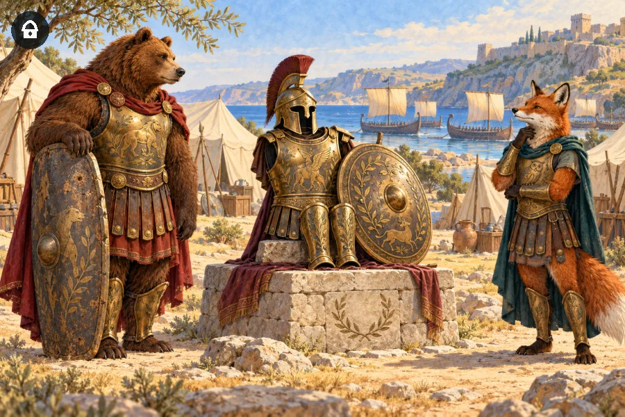 Armi di Achille: Aiace orso e Ulisse volpe davanti al premio - anteprima